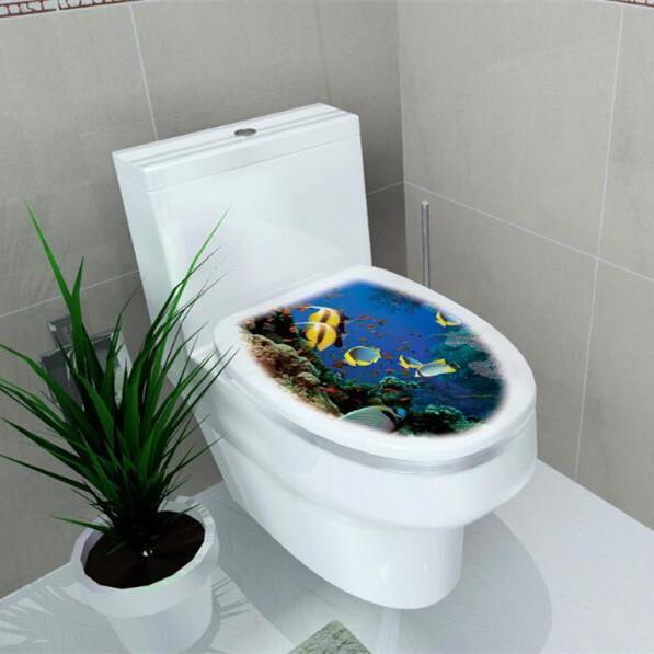 DIY подводный животный узор Декор для ванной комнаты 3D наклейка на сиденье для унитаза ПВХ художественные обои Съемные наклейки для ванной комнаты наклейка для унитаза