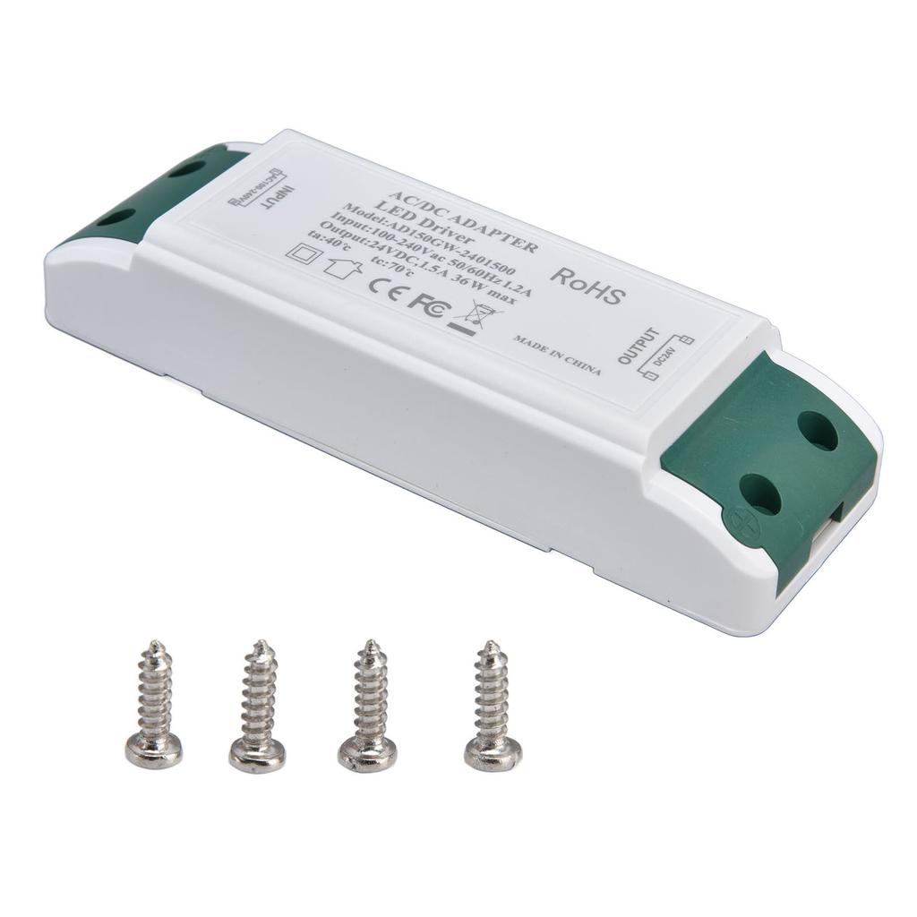 LED Driver 24V DC 1.5A 36W LED Power Supply Constant Current 24V Transformer AC100‑240V