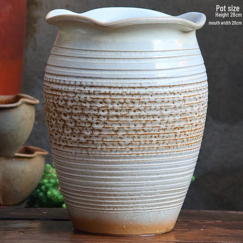 Большой Ручной Глиняный Керамический Цветочный Горшок – Дышащий Высокий Горшок для Суккулентов, Бугенвиллии, Стрелиции, Горшок из Фиолетовой Глины