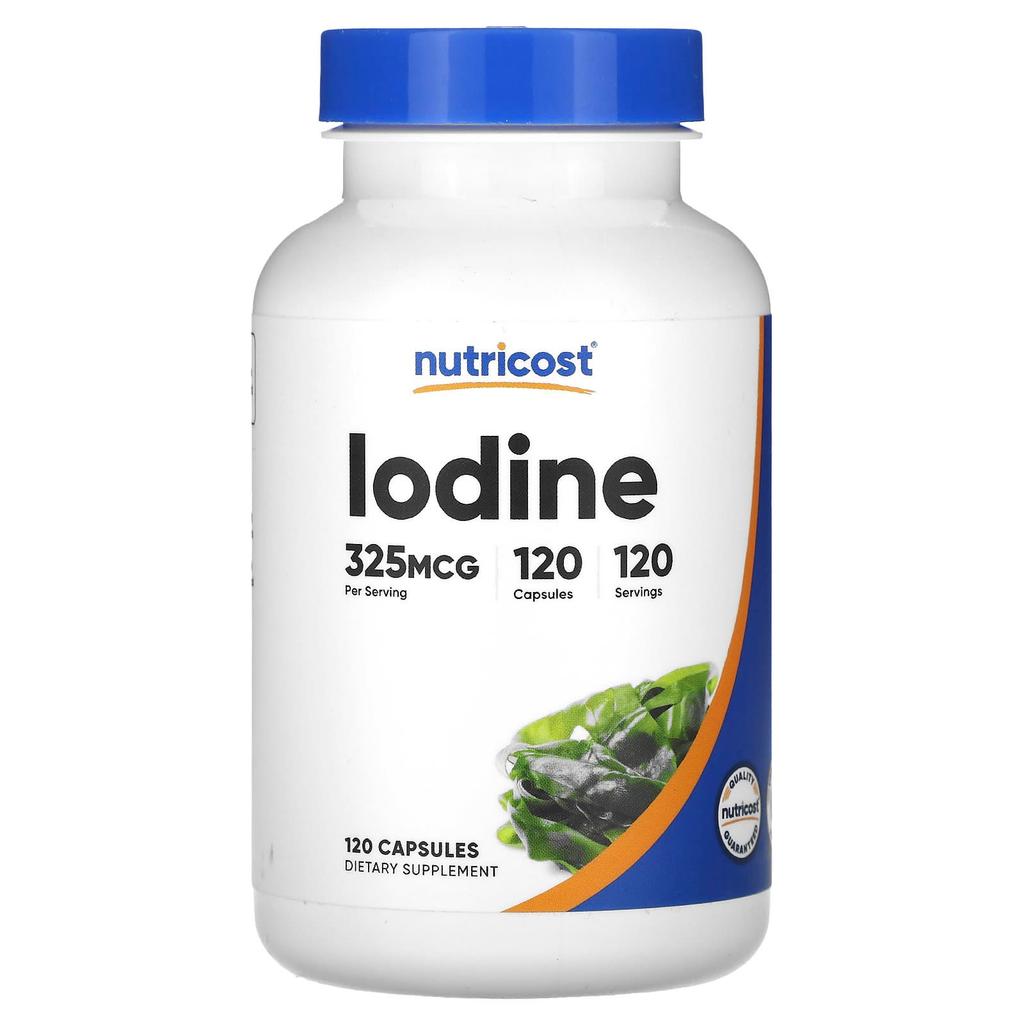 Nutricost, Йод, 325 мкг, 120 капсул