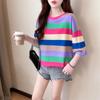 Корейские цветные футболки в полоску с вышивкой, женские летние футболки Harajuku, повседневные топы с короткими рукавами и графикой y2k для женщин, уличная одежда