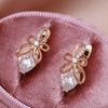 Fashion Minimalism Butterfly Hollow Synthetic Zircon Gold Color Women's Earrings Elegant Wedding Jewelry Girl's Unusual Dangle Earrings