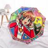 1 шт. Автоматический складной зонт с рисунком Cardcaptor Sakura, 8 спиц, портативный, складной, для путешествий, Рождественский, День рождения, Подарок