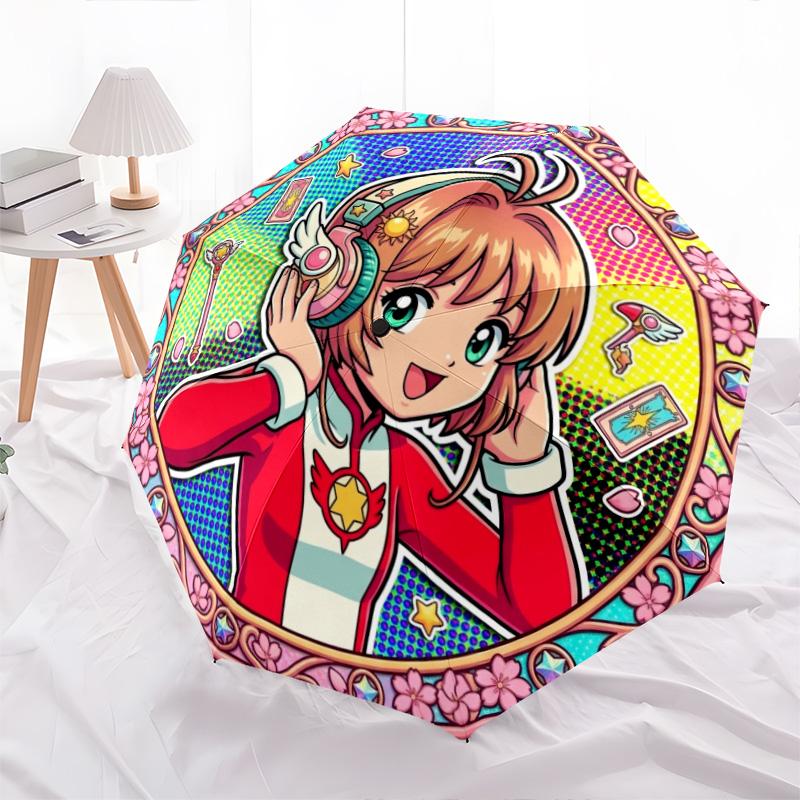 1 шт. Автоматический складной зонт с рисунком Cardcaptor Sakura, 8 спиц, портативный, складной, для путешествий, Рождественский, День рождения, Подарок