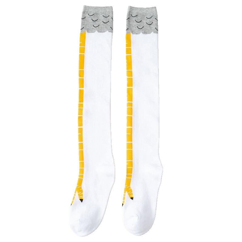 Носки с куриными лапками, женские гольфы выше колена, забавные хлопковые носки с куриными лапками, женские облегающие носки с 3D принтом