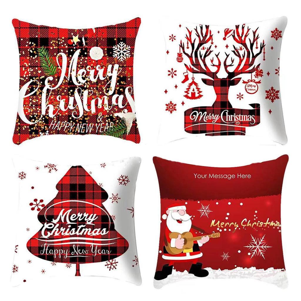 European Christmas Linen Cushion Cover: Digital Print Sofa Decor
