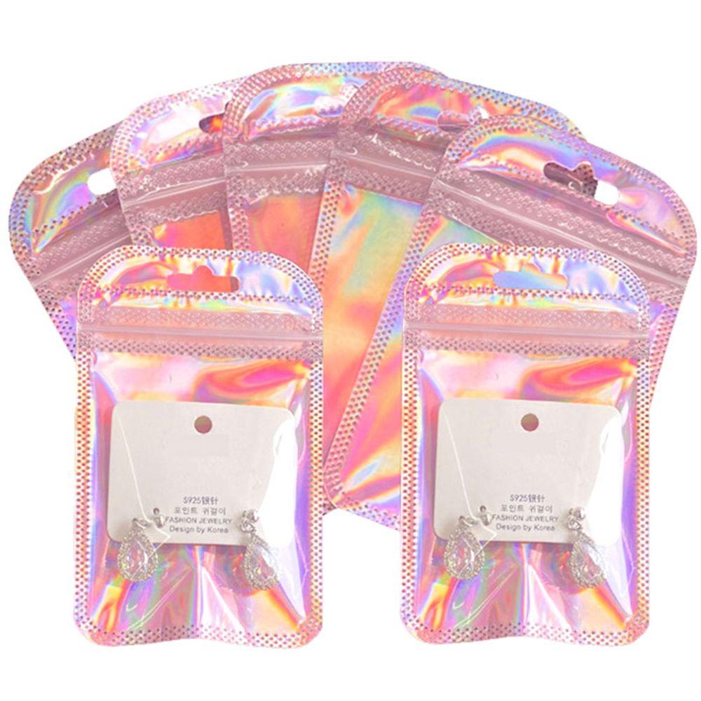 With Hang Hole Resealable Iridescent Self Sealing Pouches Zip Pouches OPP Bags Packaging Bag