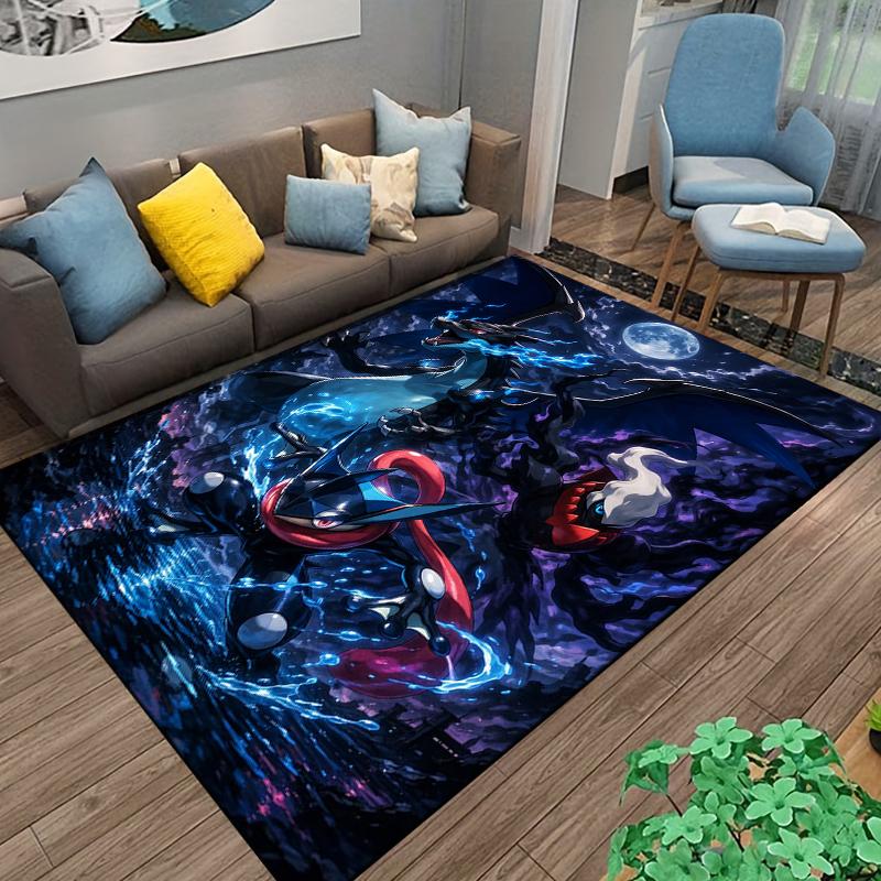 "Dark-Themed Cartoon Characters Carpet with Fantasy Elements Design" Suitable for use as an anti-slip for living room bedroom sofas