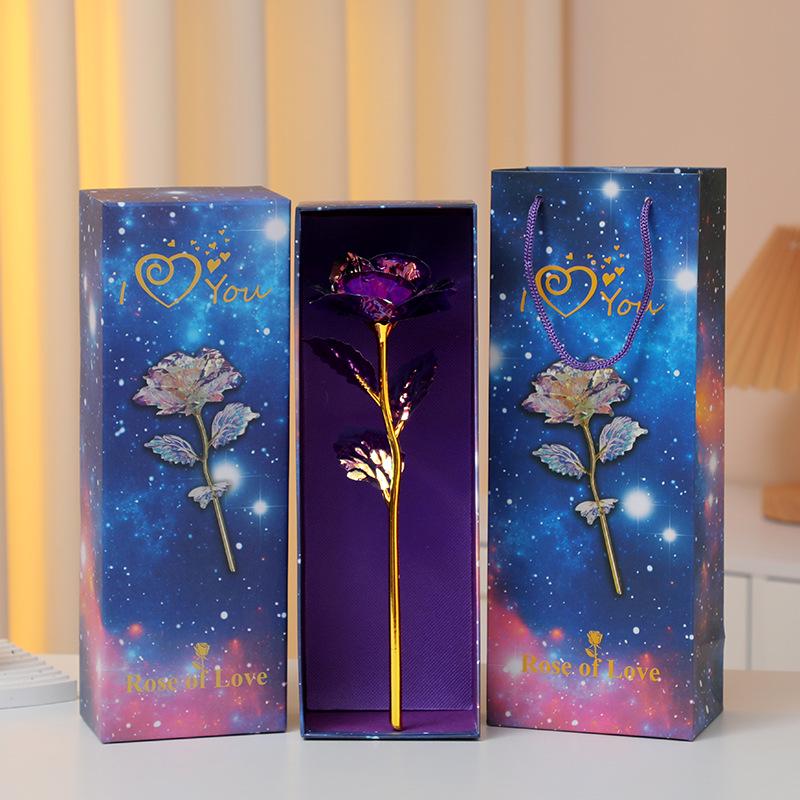 Роза из 24-каратной золотой фольги Светящийся букет: Сохраненные искусственные цветы на День святого Валентина, День матери и дни рождения