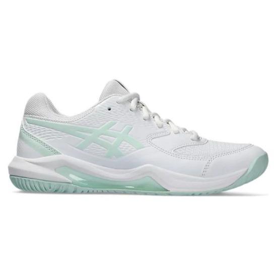 Asics Широкие белые бледно-голубые женские кроссовки Gel Dedicate 8 1042A235-102