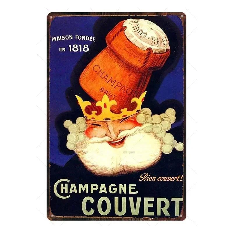 Металлическая жестяная табличка Morlant Reims Champagne Винтажные французские плакаты Жестяной знак Плакат Настенное искусство Табличка для бара Кофейни Офиса Настенный декор