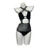 Sexy lingerie little devil neck-hanging perspective lace-up three-point hot perspective uniform free-of-charge set