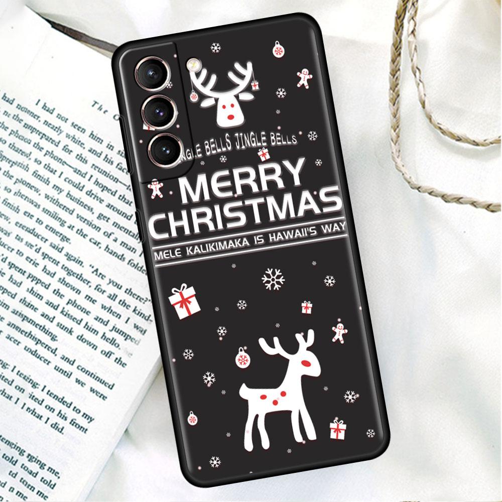 Черный мягкий чехол для телефона Samsung Galaxy S22 S21 S20 Ultra FE S9 S8 S10 Plus Note 20 10 9 Fundas Cover Счастливого Рождества зимой