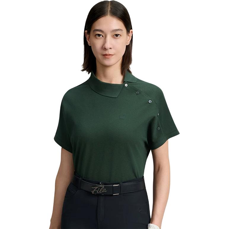 Fila Модная простая универсальная рубашка-поло для женщин из серии Golf, топ, темно-зеленый, A11W635104FDG