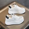 Fashion 8cm Genuine Leather Platform Wedge Shoes Chunky Sneaker White Casual Shoes Comfortable Breathable Spring Autumn Winter Shoes