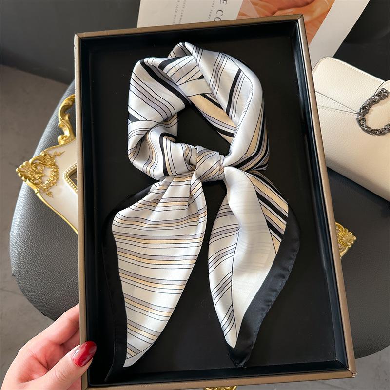 Women's 70cm Leopard Print Silk Scarf - Versatile Square Scarf for Professional and Casual Wear
