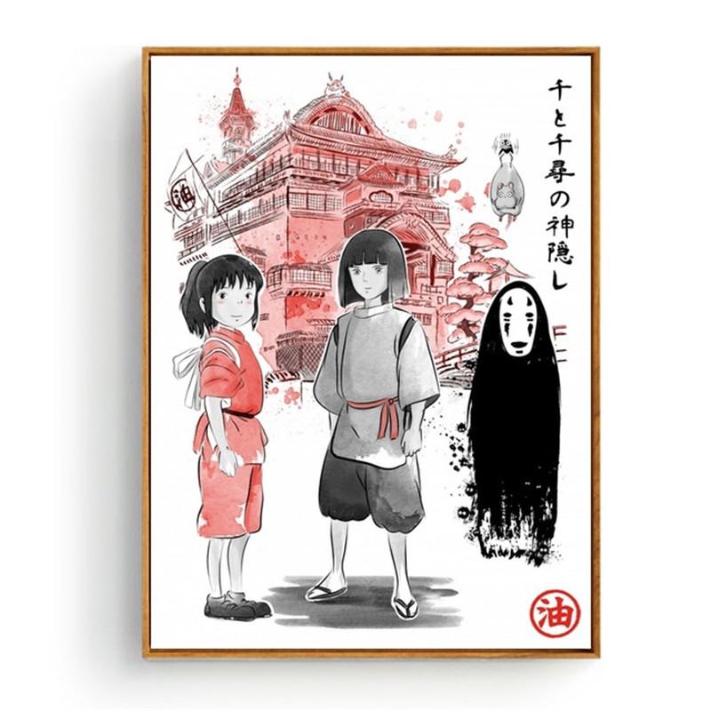 Totoro Cartoon Movie Canvas Painting Japan Hayao Miyazaki Anime Poster Prints Room Decor Wall Art Picture Living Room Home Decor