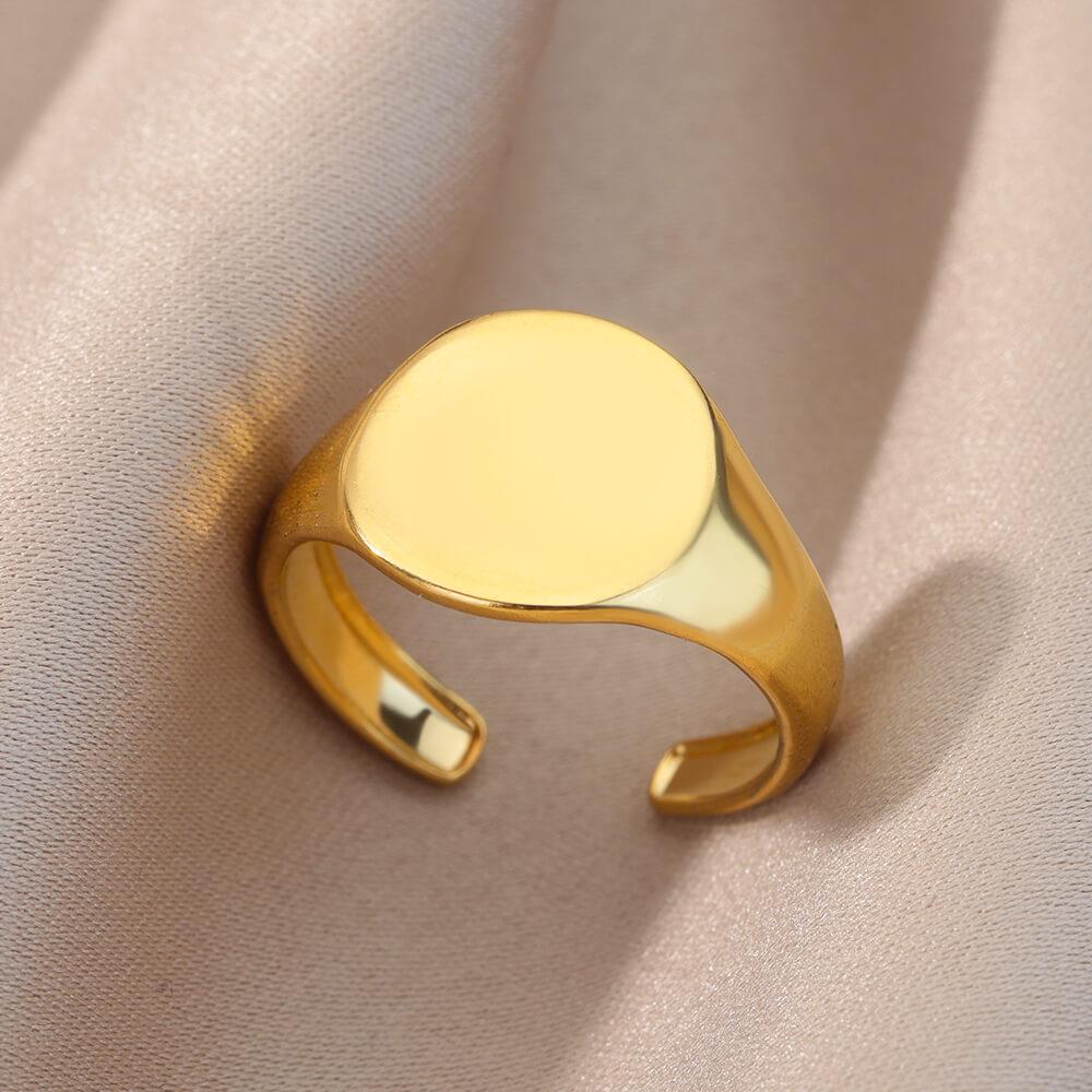 Opening Rings for Women Stainless Steel Gold Color Geometric Ring Fashion Simple Party Christmas Jewelry Gift