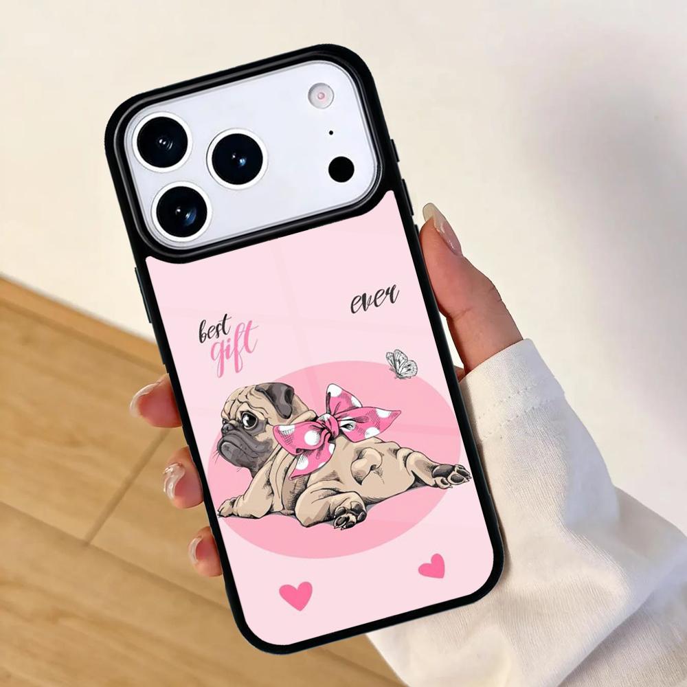 Чехол для телефона с мопсом и французским бульдогом для Apple iPhone 17 air 16 Pro Max 15 Pro Max 14 13 12 11 Mini Задняя крышка