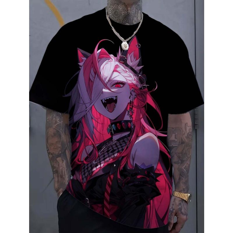 Футболка с рисунком девушки-татуировки из мультфильма, 3D-принт, мужская, большой размер, толстовка для мужчин, Bad Girl Harajuku, короткий рукав, футболка