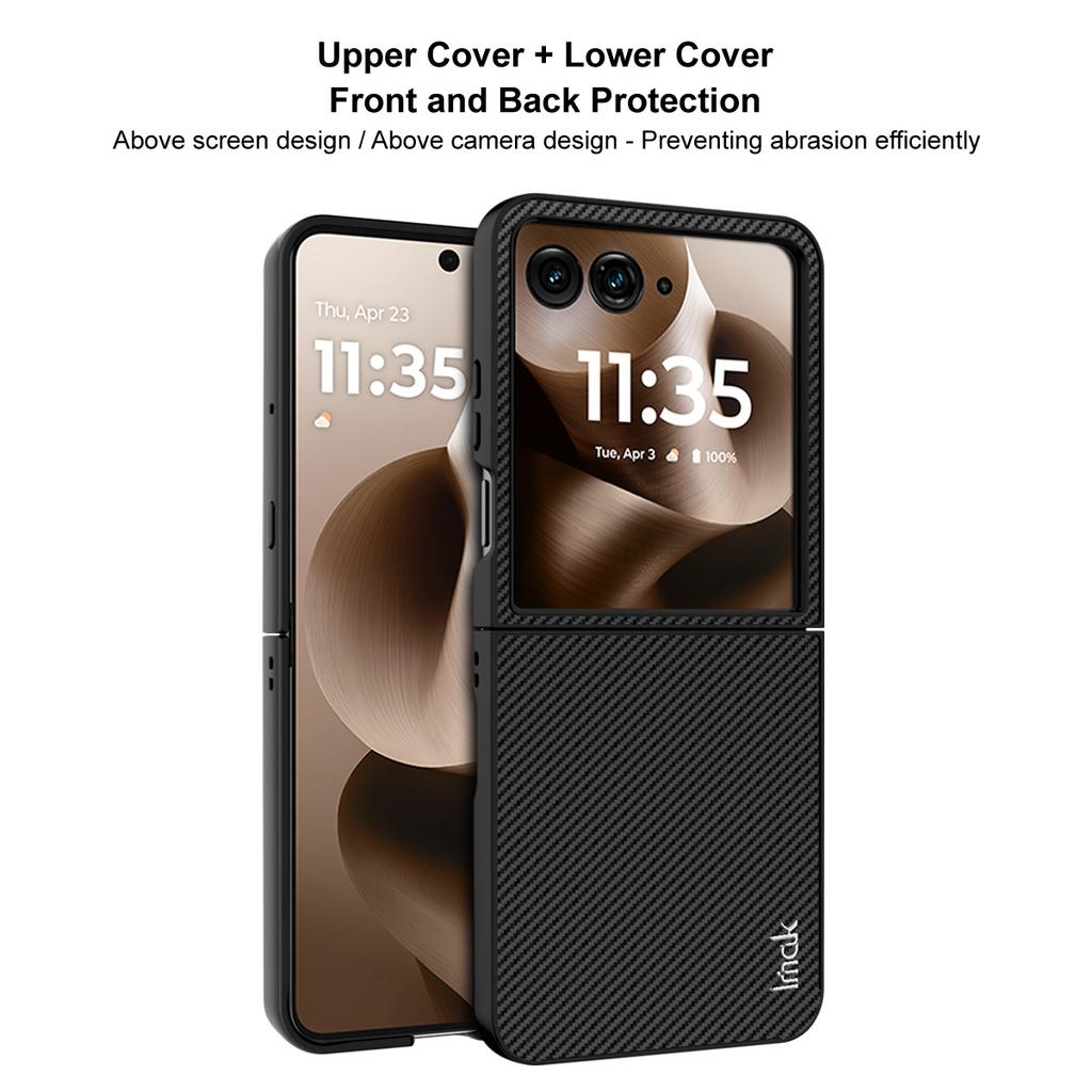 IMAK Ruiyi Series for Motorola Razr 60 Ultra 5G Case Carbon Fiber Texture Leather+PC Phone Cover