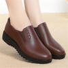 Весна Мягкая подошва Мамины танкетки Одинарная обувь Качественная кожа Нескользящая Повседневный комфорт Дамские туфли на плоской подошве для женщин среднего возраста Женская обувь