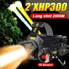 2*XHP300 Sensor Headlamp LED Rechargeable USB Head Flashlight High Power Head Torch Lantern Camping Fishing