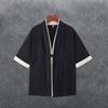 Chinese Style Linen Tang Suit Taoist Robe Men's Loose Thin Japanese Kimono Three-quarter Sleeve Hanfu Cloak Jacket
