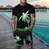 Мужская графика Coconut Tree 2 шт. футболка комплект шорты и одежда с коротким рукавом гавайский дизайнер повседневный дизайнерский повседневный отдых на природе повседневный 3D