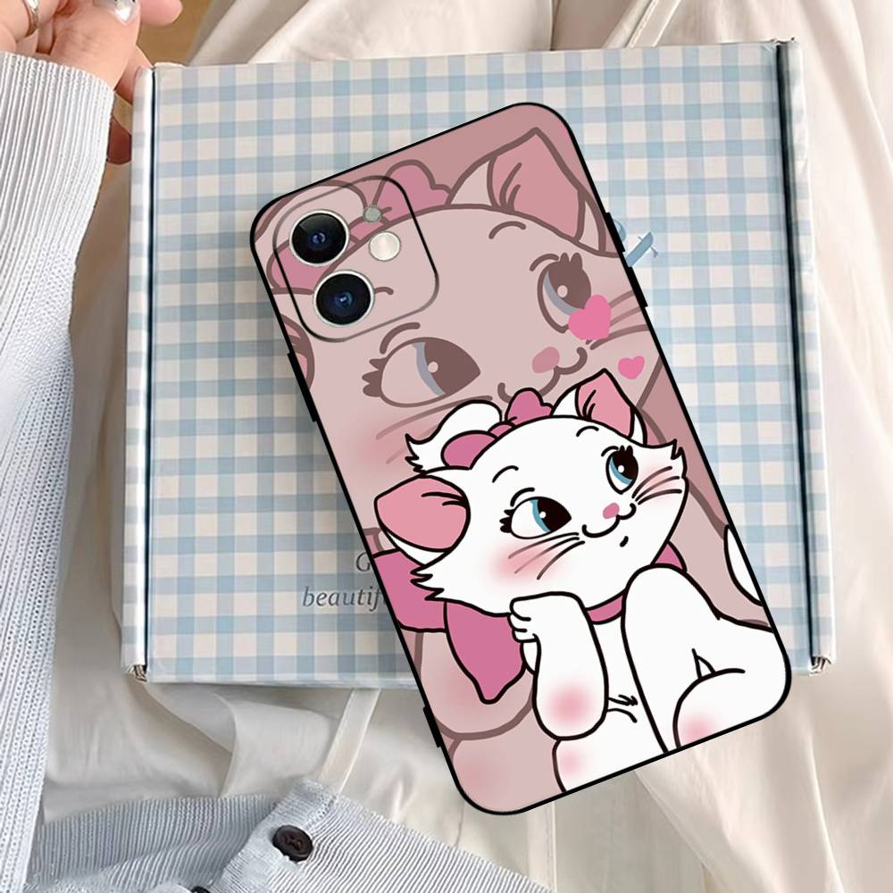 M-Marie Кот Милый Чехол Для Телефона Для IPhone 1716 15 14 13 Pro Max 11 12 Mini X Xs XR Черный Силиконовый Чехол