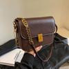 IELGY Korean Version of Fashionable Personalized Chain Small Square Bag, Brown Versatile Foreign Style Shoulder Armpit Bag
