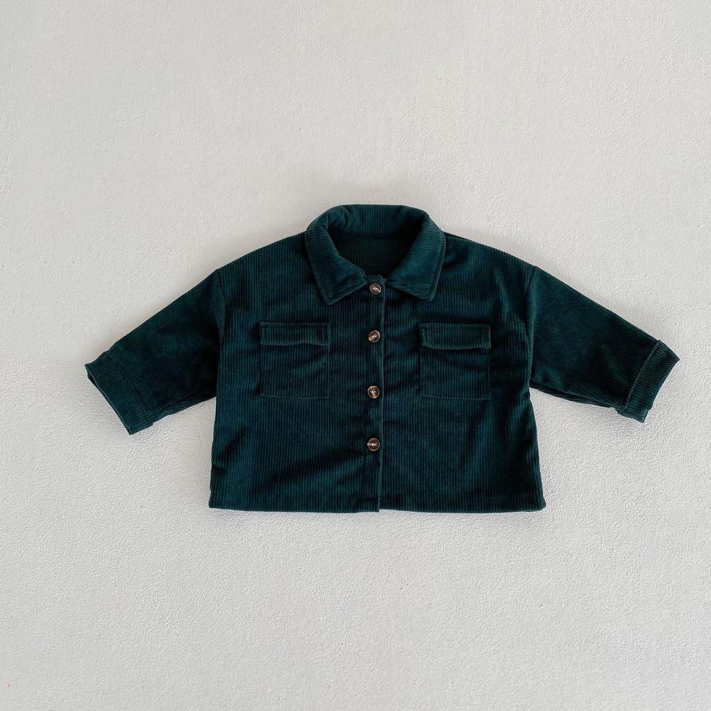 Комплект из вельветового кардигана с лацканами и брюк 2025 года для младенцев и малышей