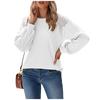 Women's Fashion Casual Solid Color Striped Round Neck Pullover Lace Long Sleeve Top T-shirt