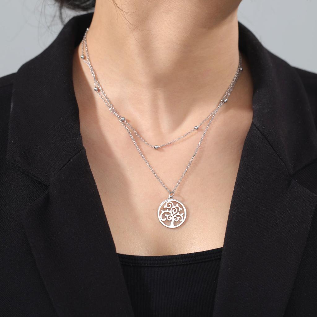 Fashion Life of Tree Necklace Stainless Steel Real Gold Electroplating Non-fading Pendant Jewelry