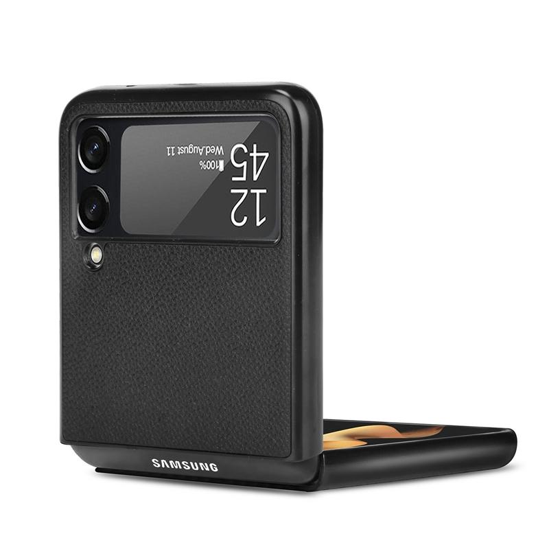 Модный деловой чехол для телефона Samsung Galaxy Z Flip 8 6 5 3 4 Flip7 FE из искусственной кожи с текстурой личи, ударопрочный