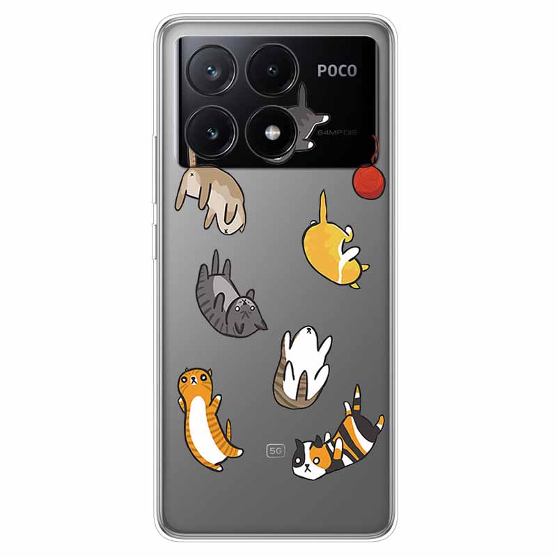 Чехол для Xiaomi Poco X6 Pro Прозрачный Милый Мягкий Силикон ТПУ Чехол для Poco X6 / X6 Pro 5G Чехол для Телефона X 6 X6Pro Прозрачные Чехлы