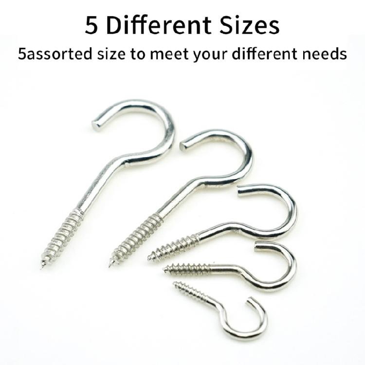 115pcs Metal Ceiling Hook Comprehensive Silver Steel Hook Practical Screw Hooks for Organizing Kitchenware and Tools