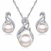 Trendy Women Silver Gold Color Simulated Pearl Rhinestone Earrings Necklace Set Wedding Jewelry Set