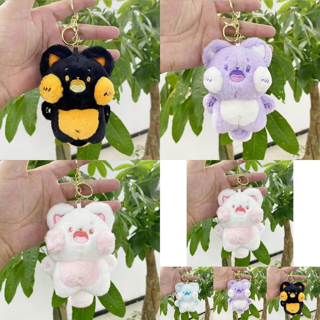Милый плюшевый брелок для куклы-кошки, очаровательная плюшевая игрушка-животное для сумок и ключей в мягких цветах