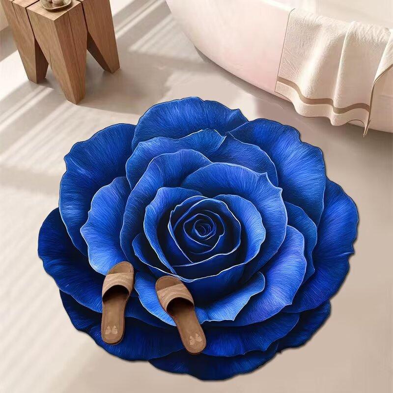 3D Цветочный Ковер Ванная Комната Впитывающий Бытовой Противоскользящий Грязеотталкивающий Легкий в Уходе Коврик для Ног
