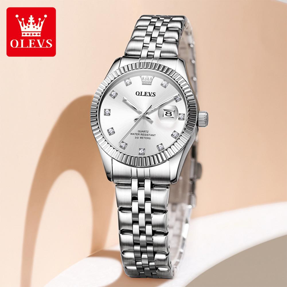 OLEVS 3705 Woman Watch 30M Waterproof Date Quartz Watch For Women High Hardness Mirror Diamond Scale Luxury Ladies Hand Clock