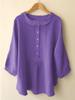 Plus Size Women's Solid Color Peter Pan Collar Lantern Sleeve Top