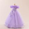 Girls Party Dress Sequin Flower One Shoulder Princess Gown Kids Formal Occasion Wear Weddings Pageants Stage
