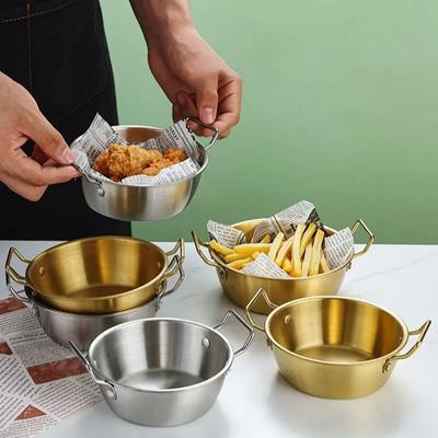 1/3 шт. Миска из нержавеющей стали для корейской кухни, бытовая тарелка для закусок с двойными ручками, миска для лапши быстрого приготовления, контейнер для еды, кухонная утварь