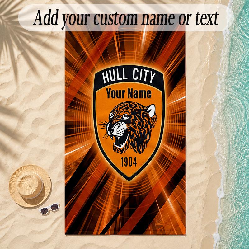 Beach TowelHull FC Custom Name Text Personalized Soft Towel for Beach Pool Indoor Home Decor Gift