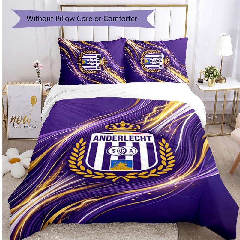 Anderlecht FC Printed 3PCS Bedding Set Breathable Duvet Cover with Pillowcases Decorative Bed Linen for Bedroom Home