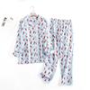 Cotton Flannel Women's Long Pants Pajamas Sets for Sleepwear Plaid Design Loose Autumn and Winter Long Sleeve Trouser Suits