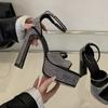 Star Style Luxury Rhinestones Platform Wedges Women Gladiator Sandals Square Toe High Heels Summer Party Shoes Sandals