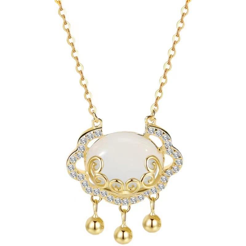 Ожерелье с замком Xiangyun Ruyi Ping An для женщин, кошачий глаз, новый модный персонализированный свитер на осень и зиму, подвеска на ключицу