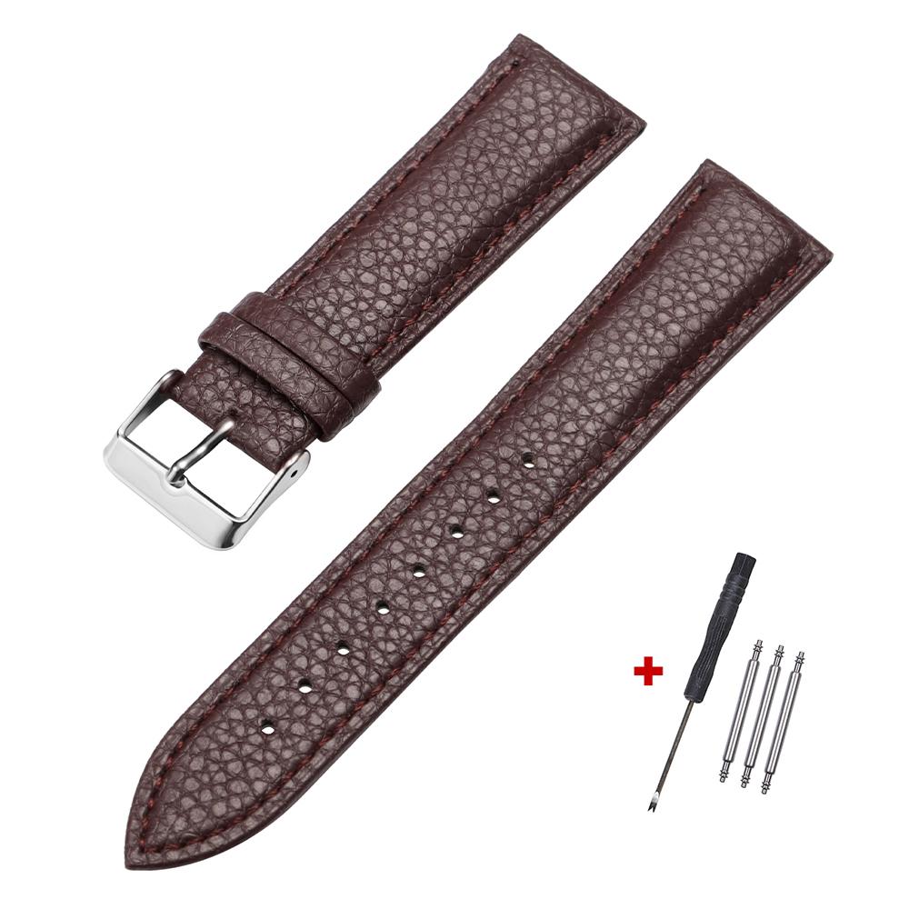 Кожаный ремешок для часов 10/12/14/16/18/20/22 мм для Samsung Galaxy Watch7/6/5/4, винтажный коричневый, универсальный тонкий браслет для мужчин и женщин